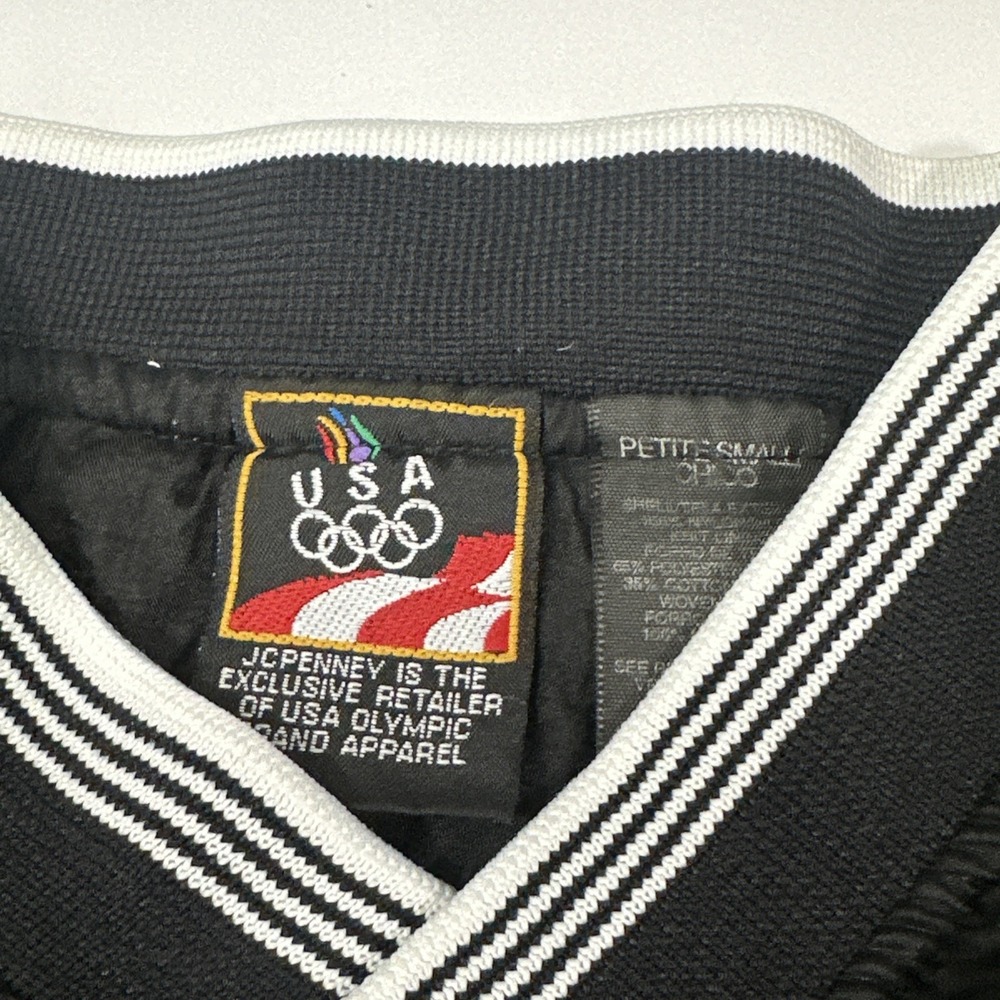 Vtg Team USA Olympics JCPenney Pullover Windbreaker Women's‎ Petite Small Black - Picture 3 of 9